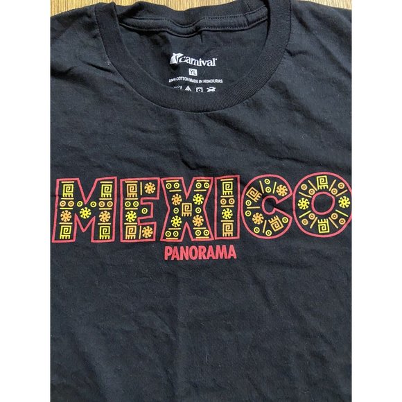 Carnival Cruise Lines Mexico Panarama Black Graphic Crew Neck Tee Youth Large - Picture 2 of 6